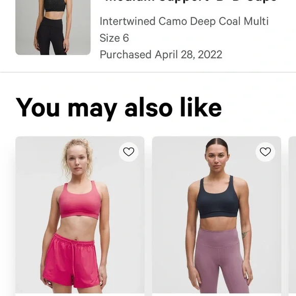 Lululemon Energy Bra Intertwined Camo Deep Coal Multi size 6 - Picture 4 of 4